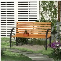 Outsunny Bank Parkbank 2-Sitzer Garten (Gartenbank, 1-St., Sitzbank), tahl+Kiefernholz Natur 122 x 60 x 83 cm