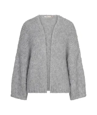 Esqualo - Strickjacke mit Ballonärmeln grau - Gr. - S