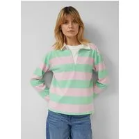s.Oliver Sweatshirt Sweatshirt Gestreiftes Baumwoll-Shirt mit Hemdkragen