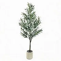 Kunstbaum Künstlicher Olivenbaum mit Holzstamm, Deko für Zuhause und Büro, GarveeMore