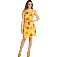 Caspar Sommerkleid SKL033 leichtes knielanges Damen Sommer Leinenkleid mit Punkte Print Luftig leicht, figurumspielende Form, mit seitlichem Jersey-Einsatz
