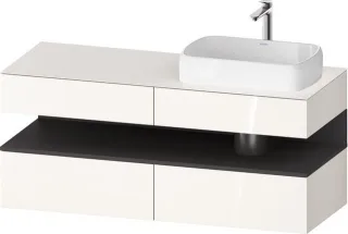 Duravit Qatego Konsolenwaschtischunterbau wandhängend Weiß Hochglanz 1400x550x600 mm - QA47660492200 QA4766049220010