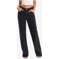 Imily Bela Gerade Jeans Damen Straight Wide Leg Jeans (Packung, 1-tlg., 1per-Pack) 5-Pocket-Style