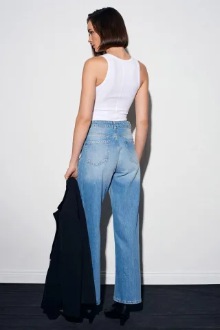 Damen High-Waist Straight Leg Jeans