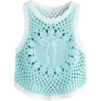 Next Trägertop Gestricktes Tanktop mit Häkelei und Baumwolle (1-tlg)