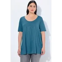 Ulla Popken T-Shirt T-Shirt Zierfalten A-Linie Rundhals Halbarm Modal