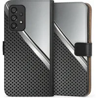 DeinDesign Handyhülle Carbon Stahl Metall Duo Metal Surface, Samsung Galaxy A53 5G Hülle Flip Case Klapphülle Handytasche Leder