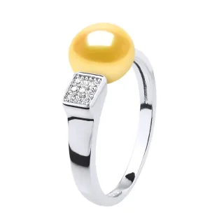 Ring Verstellbarer Süßwasserperlenschmuck 9-10mm Golden 925