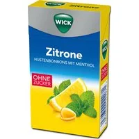 WICK Süßigkeit, WICK Zitrone zuckerfreie Halsbonbons mit natürlichem Menthol 46g