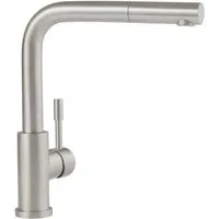 Villeroy & Boch Küchenarmatur Steel Shower inkl. ausziehbarer Handbrause (Hochdruck-Armatur, 360° schwenkbar, wassersparend, Edelstahl massiv) Brause mit Rückholfeder, Kaltwasserstart spart Energie