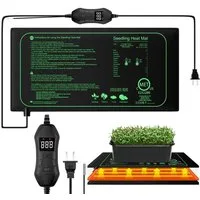 QUBEBU Heizmatten Heizmatte für Pflanzen, Wärmematte Set mit Thermostatregler, 25*52,5cm, Anzuchtmatte für Gemüse, Blumen, Kräuter, Terrarien, Reptil, Pet., Zimmergewächshaus Anzuchtplatte Heizkissen.