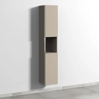Sanipa 3way Hochschrank mit 2 Türen und 1 offenem Fach, Sandgrau-Matt BS11367