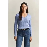 Gant Strickpullover STRETCH COTTON CABLE V-NECK mit Logostickerei auf der Brust