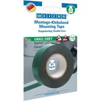 WEICON Klebeband Montage-Klebeband grau, doppelseitig 3 Meter x 19 mm Extrem starker Halt, für glatte Oberflächen, hohe Flexibilität
