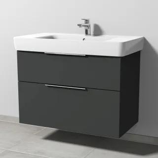 Sanipa 3way Waschtischunterbau zu Geberit Renova Plan Waschtisch mit 2 Auszügen, Graphit-Matt UP8801B