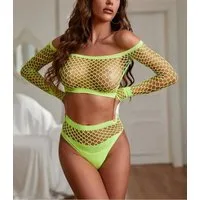 Elegant Love Set: Tanktop Fischnetz-Dessous – BH ohne Bügel – Bodystocking im Netzdesign (Set, 2-tlg., mit Slip) Schulterfreies Reizwäsche – Stilvolle Lingerie für Damen