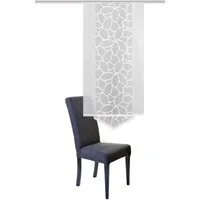 HOME WOHNIDEEN Schiebegardine 86629 Schiebevorhang mit Dreieck, 145 x 57 cm, Jacquard, weiß, halbtransparent, 100% Polyester