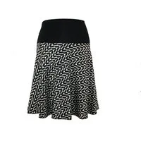 dunkle design A-Linien-Rock Schwarz Ecru Grün 57cm Jacquard Strick elastischer Bund