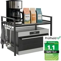 Cozyvibe Standregal [Test SEHR GUT] Mikrowellenregal für die Küche 2-Stufig, Erweiterbar, Höhenverstellbar Stabiles Küchenregal stehend, Küchenorganizer für Küchenregal Arbeitsplatte, Metallregal schwarz, Mikrowellenregal, Mikrowellenschrank