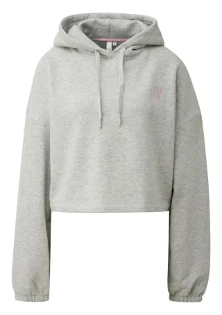 Q/S designed by - Cropped Hoodie mit Statement-Print von Q/S designed by grau - Gr. - S
