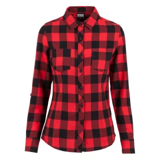 Urban Classics - Hemd Umgekrempelter Umschlag für Damen (Schwarz/Rot)