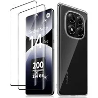 SmartUP Smartphone-Hülle + 2X Schutzglas für Xiaomi Redmi Note 14 Pro 5G Panzerfolie Case Full 6,67 Zoll, kompletter Rundumschutz