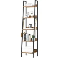 Woltu Standregal, 1-tlg., mit 5 Ebenen, mit 4 Haken, im Industriestil, aus MDF
