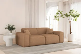 Sofa Designersofa CELES PREMIUM 2-Sitzer in Stoff Artico Rostbraun