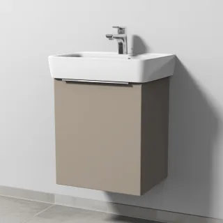 Sanipa 3way Waschtischunterbau zu Geberit Renova Plan Waschtisch mit 1 Tür, Sandgrau-Matt UF87267