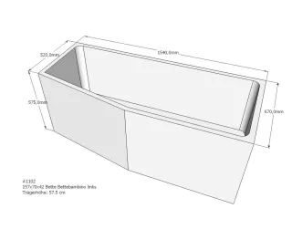 Neuesbad Wannenträger für Bette Bambino 157x70 Fußende li SW10112