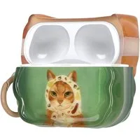 kwmobile Kopfhörer-Schutzhülle In-Ear Kopfhörer Case für Apple Airpods Pro 3, Hülle mit Karabiner - Headphones Case - Katze mit Tuch Design