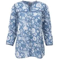 Guru-Shop Longbluse Handbedruckte Bohobluse, luftige Baumwollbluse.. alternative Bekleidung