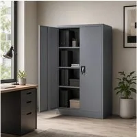 Makika Aktenschrank Büroschrank abschließbar 40x90x140cm in Anthrazit