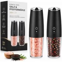 AIBISTAR Salz-/Pfeffermühle Elektrische Salz und Pfeffermühle 2er Set, USB Gewürzmühle Einstellbar Batterie, Einhandbedienung durch Schwerkraft, hochwertiger Keramikkern