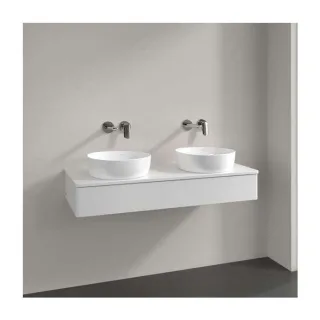 Villeroy und Boch Antao Waschtisch-Unterschrank K13050GF 120x19x50cm, Hahnloch, Waschbeckenplattenfarbe Lack, glossy white lacquer