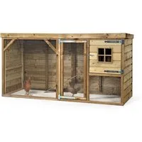 FATMOOSE Hühnerstall mit Auslauf CosyChicken Cottage aus massivem Holz, Premium Hühnerhaus - witterungsfest, raubtiersicher, für Familien