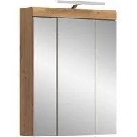 welltime Badezimmerspiegelschrank SIENA, Breite 60cm, inkl. Beleuchtung, 3 Spiegeltüren, 9 Fächer (Set, TOPSELLER) in verschiedenen Farben erhältlich, Badmöbel, Badschrank, Schrank, Bad