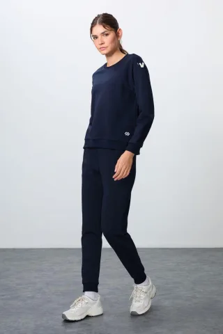Übergroßes Baumwolle-Polyester Sweatshirt- und Hosen-Set