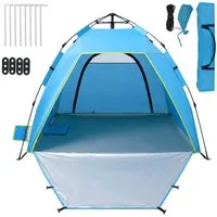 AKKEE Strandmuschel 1-3 Personen Automatische Instant Pop Up Strandzelt UV Schutz 50+, Personen: 3, Tragbar Extra Light Pop Up Zelt mit Doppeltür