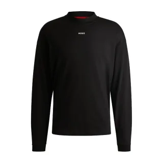 Hugo - T-Shirt für Herren, Stehkragen, Langärmlig (Schwarz)
