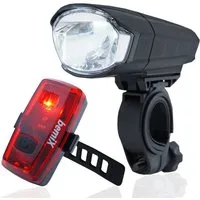 bemiX Fahrradbeleuchtung LED Fahrradlicht-Set StVZO Scheinwerfer & Rücklicht Batteriebetrieb, Helle LEDs, Energiesparend