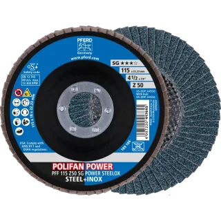 PFERD TOOLS POLIFAN POWER Fächerscheibe PFC flach Leistungslinie SG STEELOX für Stahl/Edelstahl - 67685116