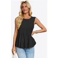 Imily Bela Shirtweste Damen Plissee Weste aus Baumwolle (Packung, 1-tlg., 1per-Pack) in Unifarbe