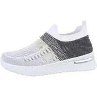 Ital-Design Damen Low-Top Freizeit Sneaker (85960438) Keilabsatz/Wedge Sneakers Low in Weiß
