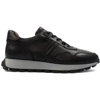 Celal Gültekin Retro Low-Top Schnürung Profilsohle Herren Sneaker Glattleder, Retro-Sohle, Kontrastsohle, Schwarz, 45