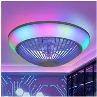 Sofucor Deckenventilator RGB‑Licht, 38 cm Durchmesser, Gleichstrommotor, 7 ABS‑Flügeln & 1/2/4‑Stunden‑Timer