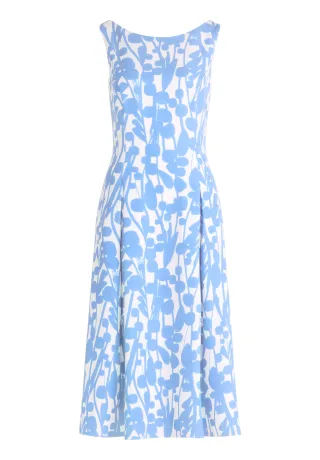 Vera Mont - Cocktailkleid Weiß/Blau - Gr. - 42