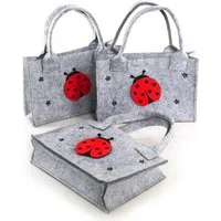 Logbuch-Verlag Geschenkbox 3 kleine Marienkäfer Filz Geschenktaschen - 21 x 14 x 6 cm