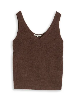 Denim Tom Tailor - Relaxed Fit Stricktop mit V-Ausschnitt cool dark brown - Gr. - L