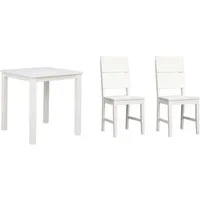 Woodroom Essgruppe Kota, (aus Hevea Massivholz, lackiert, Esstisch 70x70cm mit 2 Stühlen), Stuhl-Set und Tischgruppe für Esszimmer